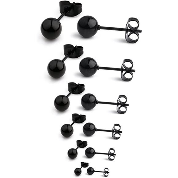 Stainless Steel Ball Stud Earrings Set, 20G, 6 Pairs - Picture 1 of 1